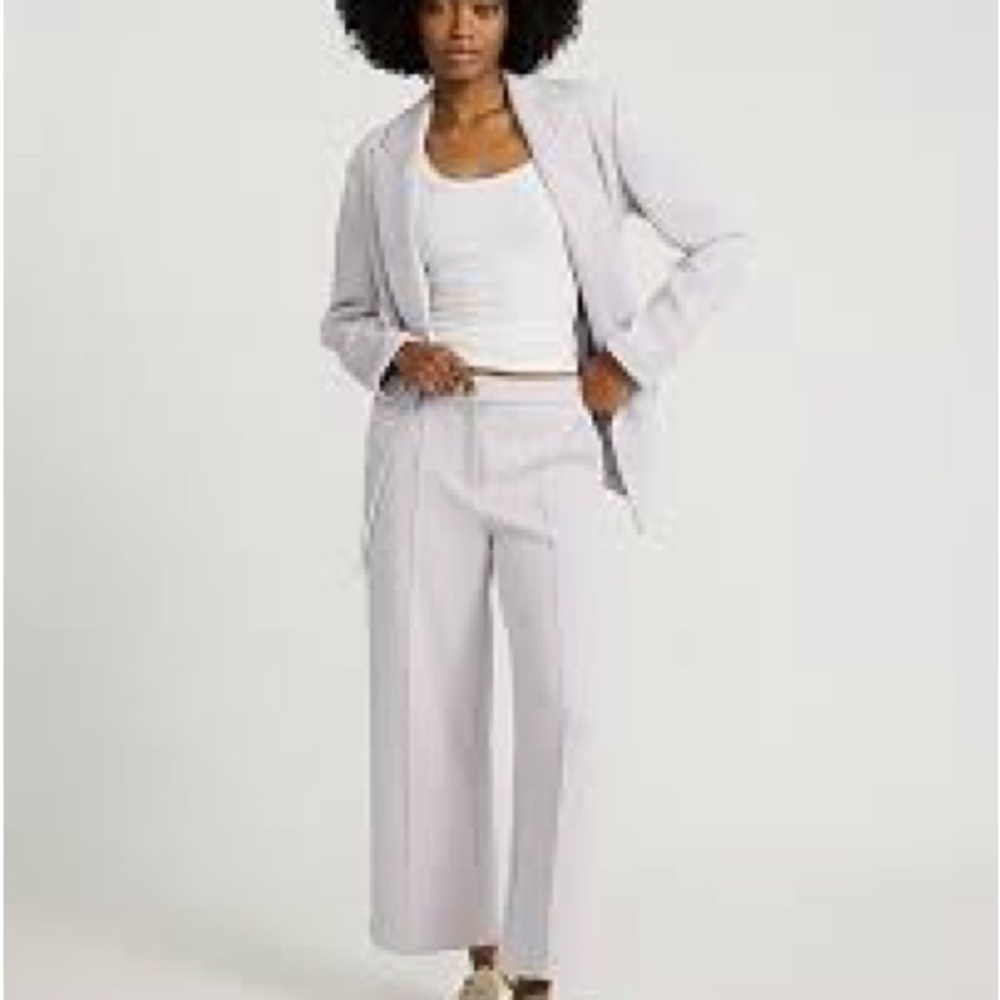 Express Lavender Scuba 3 Piece Pantsuit Oversized Blazer Trousers Skirt M 8